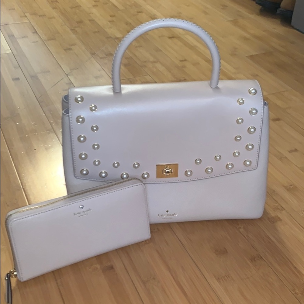 Kate Spade Pearl Dorina Leather Handbag + Wallet